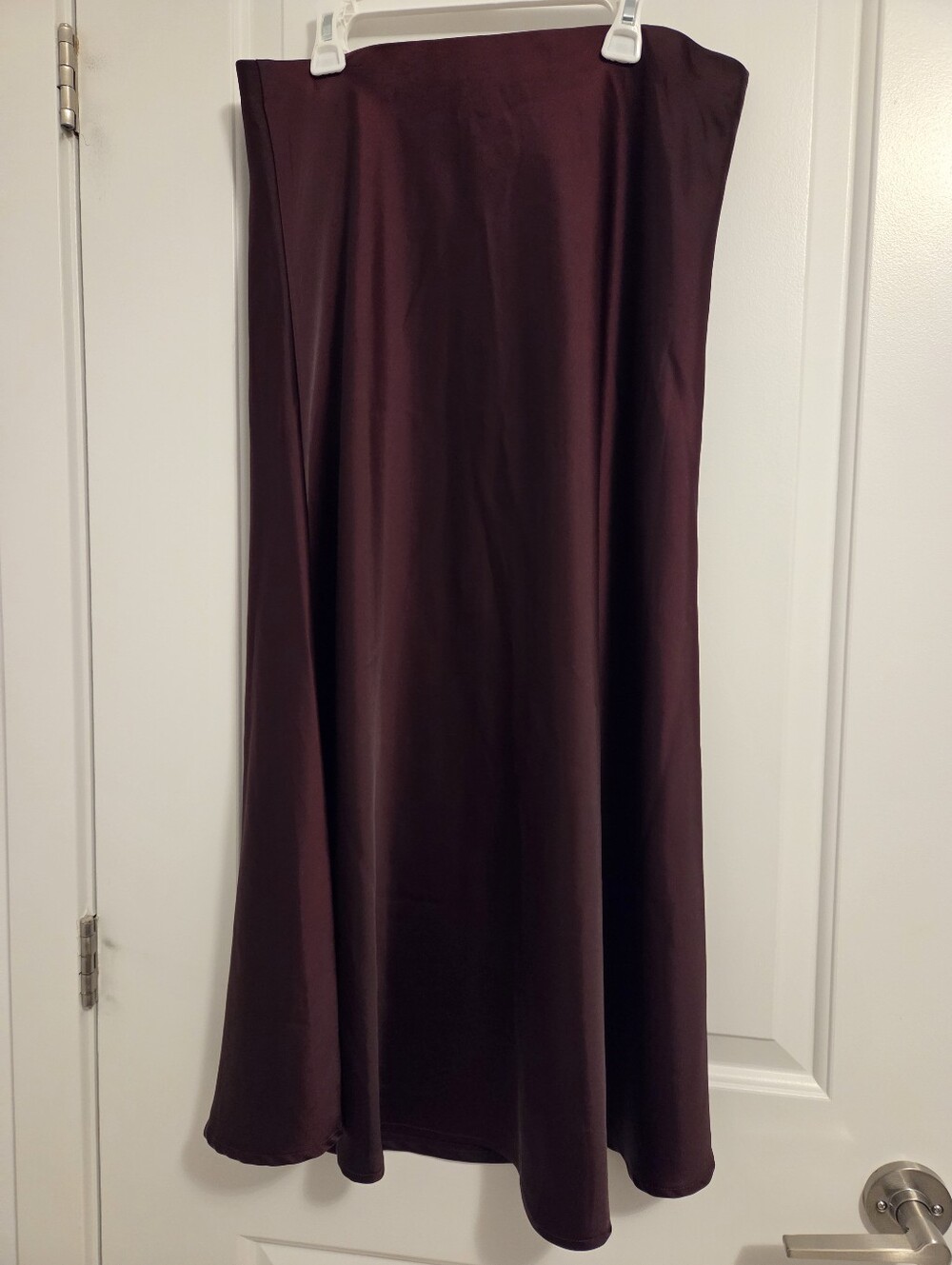 Anko Plum Satin Midi Skirt - Medium